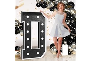 imprsv Marquee Letters Black Birthday Decorations: Large 4 Feet Tall Light Up Letters for Party Decor Baby Shower Big Foam Cardboard Letter D
