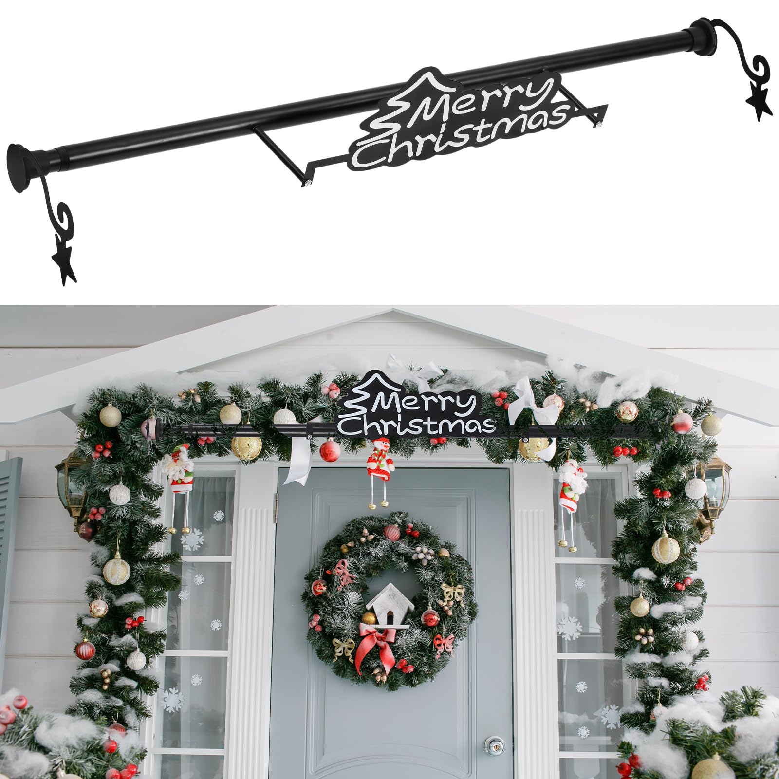View 1 of *USED*
MorningRo 35.5" - 63" Christmas Garland Hanger for Front Door Adjustable Wreath Hanger No Nails or Screws Heavy Duty Black Metal Hook with Christmas Sign for Different Door Holding Wreath Xmas Decor