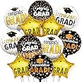 KatchOn, Congrats Grad Balloon Set - Big, 18 Inch, Pack of 12 | Congrats Grad Balloons, 2025 Graduation Party Decorations | Black and Gold Grad Balloons, Graduation Decorations 2025