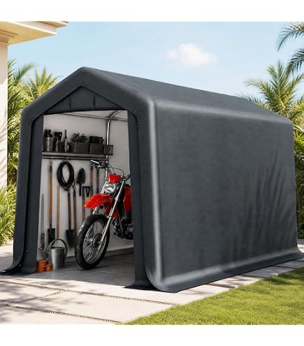 Amazon.com: 12' x12' x8' Portable Garage Tent, Heavy Duty Carport Canopy with Roll-Up Door, Waterproof Car Canopy Tent for Driveway, Portable Storage Shed for Generator, Vehicles,Motorcycle-Blue : Patio, Lawn & Garden