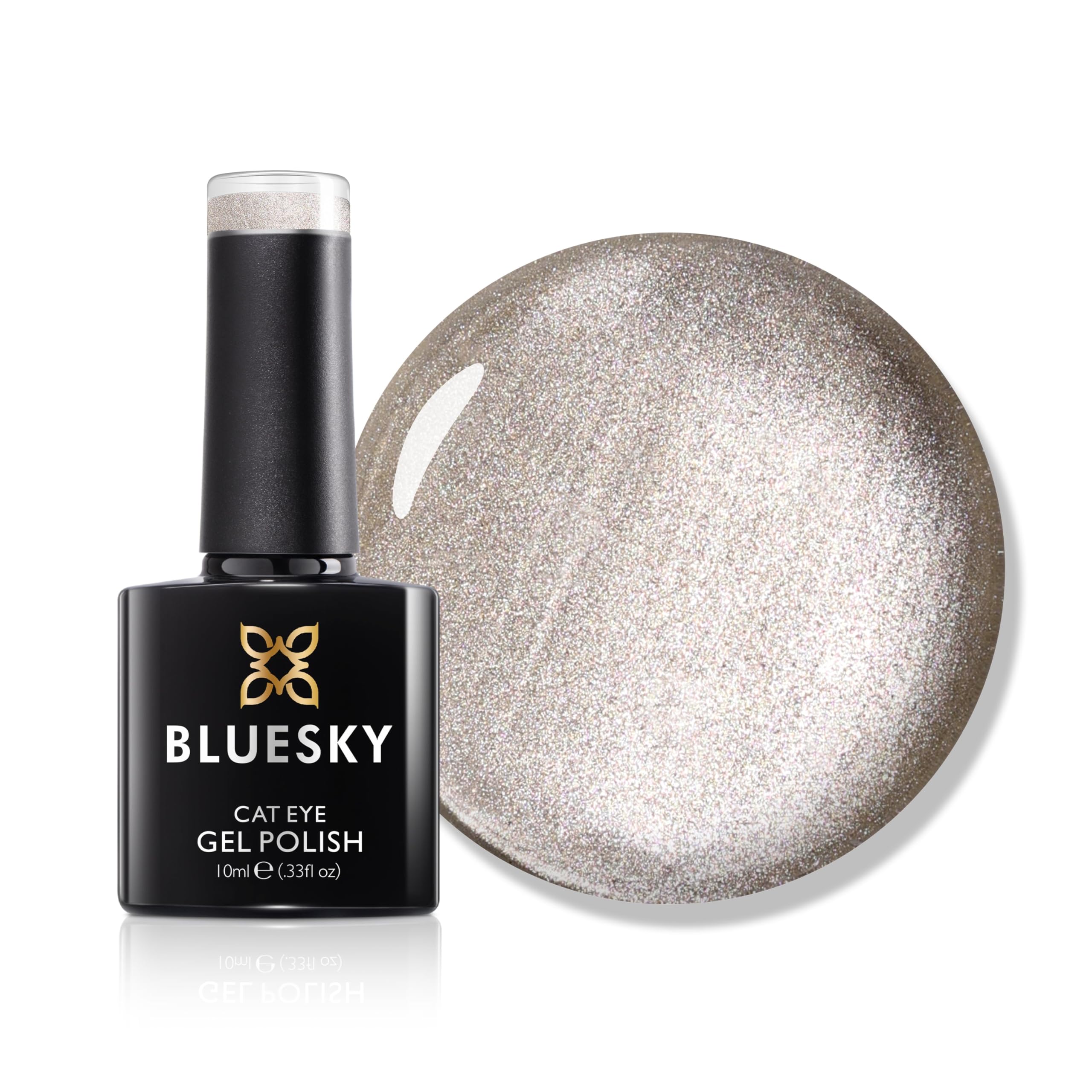 BLUESKY Gel Nail Polish, Cat Eye Coat, Silver, KA1080, 10ml Gel Polish (Requires curing under UV/LED Lamp and a Dark Base to obtain effect pictured)
