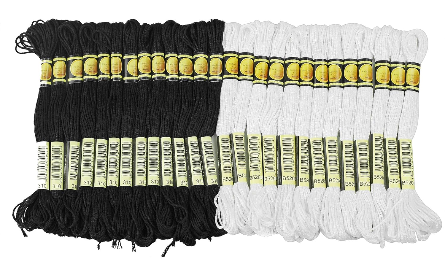 Download ThreadNanny Black and White Embroidery Cross Stitch Threads Floss/skeins 24 of each color by ...