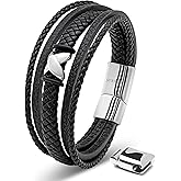 SERASAR Premium Leather Bracelet Men | Stainless Steel Magnetic Clasp | Three Colors | Jewelry Box Included