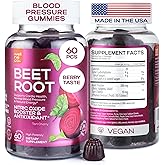 Beet Chews for High Blood Pressure - Beet Root Gummies Made in USA with Tart Cherry - Nitric Oxide Supplements for Energy and Cardio Health - Vegan, No GMO, Pectin Based - for Women and Men, 60 Pcs