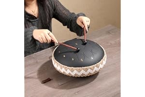 ZXZYHFTY Steel Tongue Drum, 12 Inch 13Note Steel Hand Drum with Bag, Music Book, Drumsticks, Mallet Holder and Finger Paddles, for Camping, Meditation or Yoga (Black-12Inch)