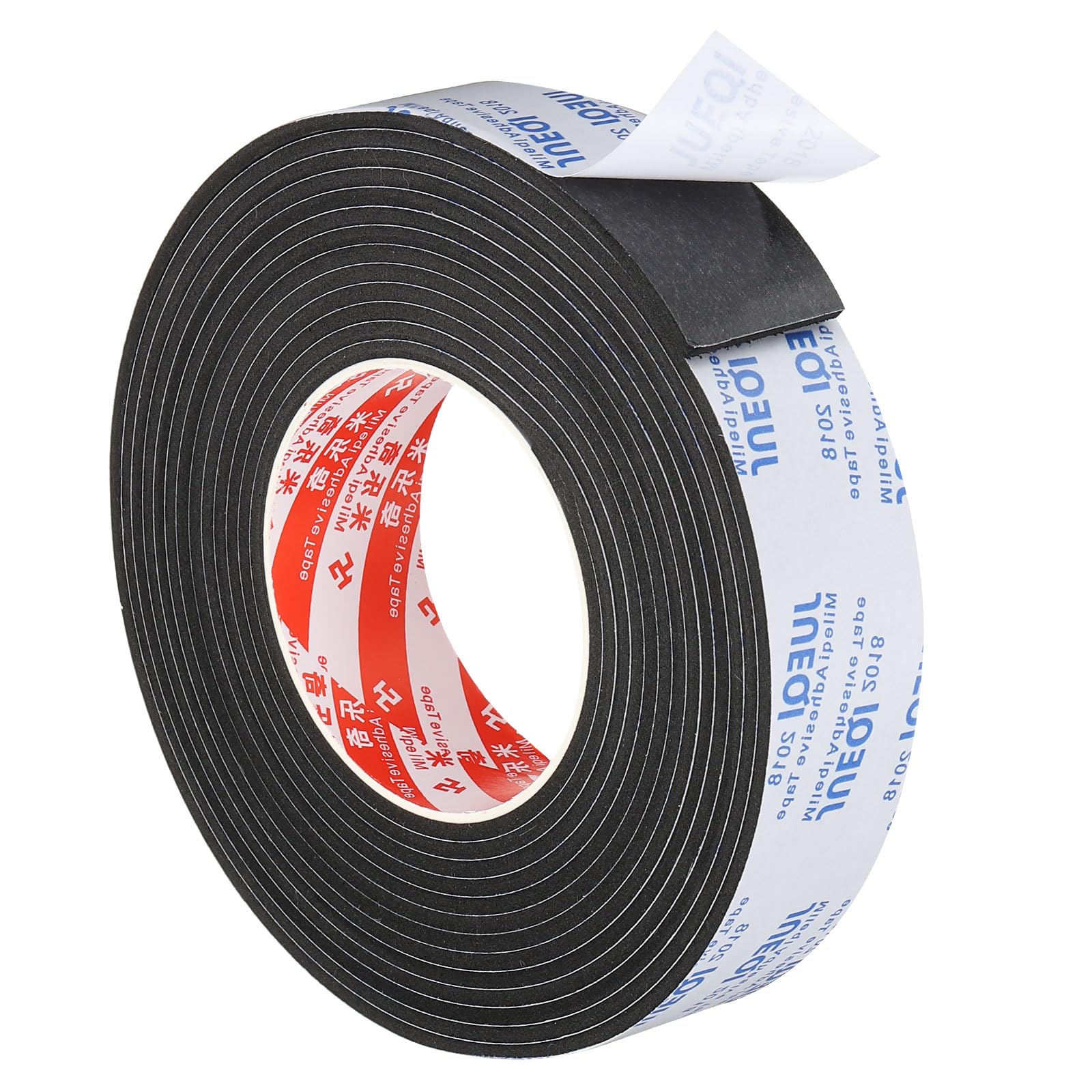 PATIKIL 5m/16.4ft Sealing Foam Tape, 35mm Wide 3mm Thick Single Sided Weather Stripping Door Furniture Seal Strip for Window Pipes Insulation, Black
