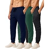 Real Essentials 3 Pack: Men's Cotton Fleece Jogger Sweatpants - Athletic Pants Bottoms with Pockets (Big & Tall Available)