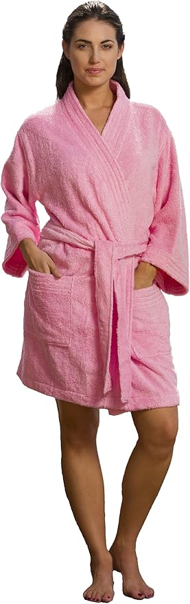 pink towelling bathrobe