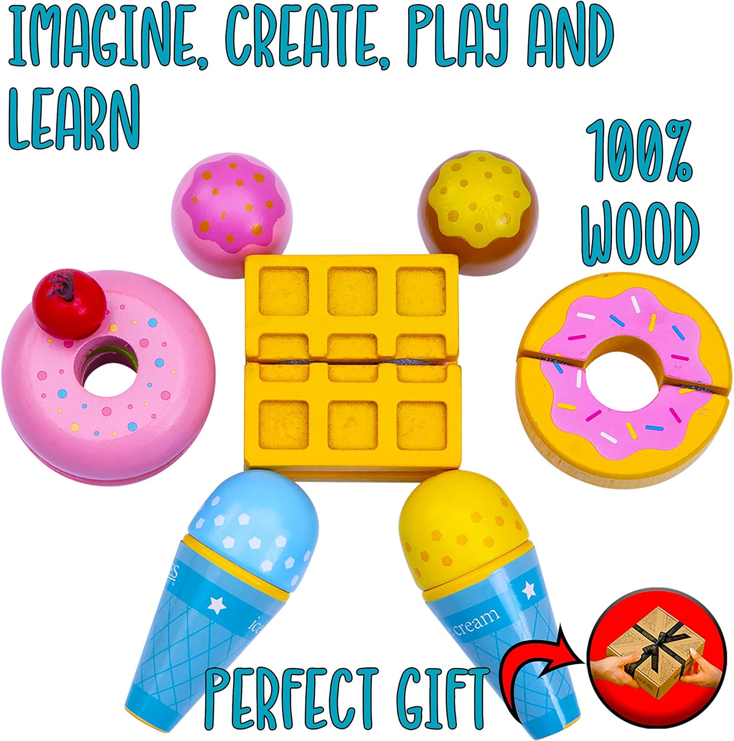 Jaques of London Wooden Play Food Set Biscuit Tin Quality Wooden