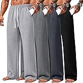 Velvelhall 4 Pack Big and Tall Men's Sweatpants Open Bottom Joggers Elastic Waist Drawstring with Pockets Athletic Pants