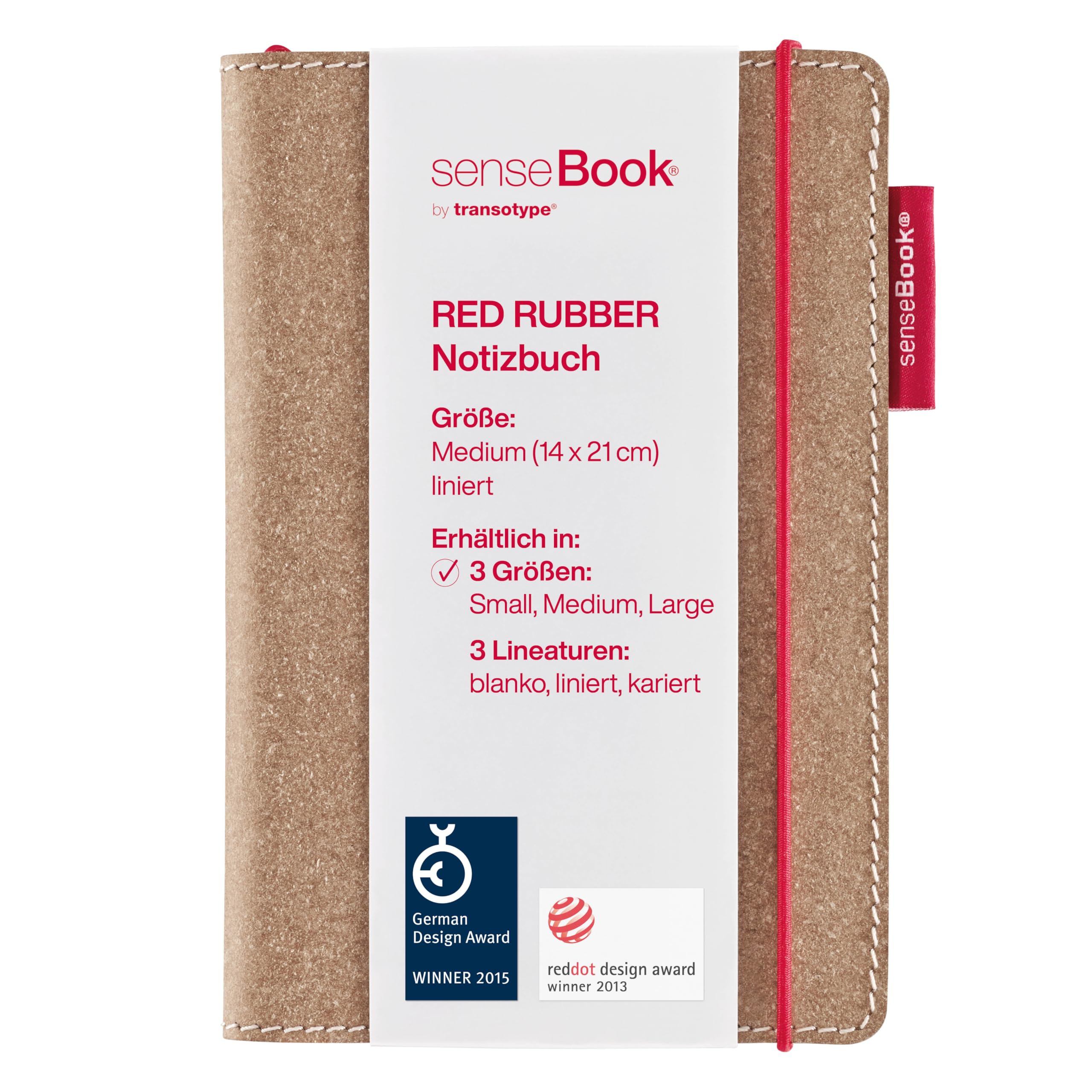 Transotype senseBook Medium Leather Red Rubber Ruled Notebook