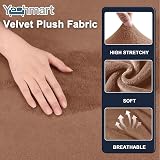 Yeahmart Thick Velvet Sofa Cover 3 Seater Premium Stretch Khaki view 3