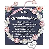 UNGENT THEM Pink Pearl and Rhinestone Bracelet for Granddaughter Daughter Niece Big Sister Birthday Christmas Easter Gifts