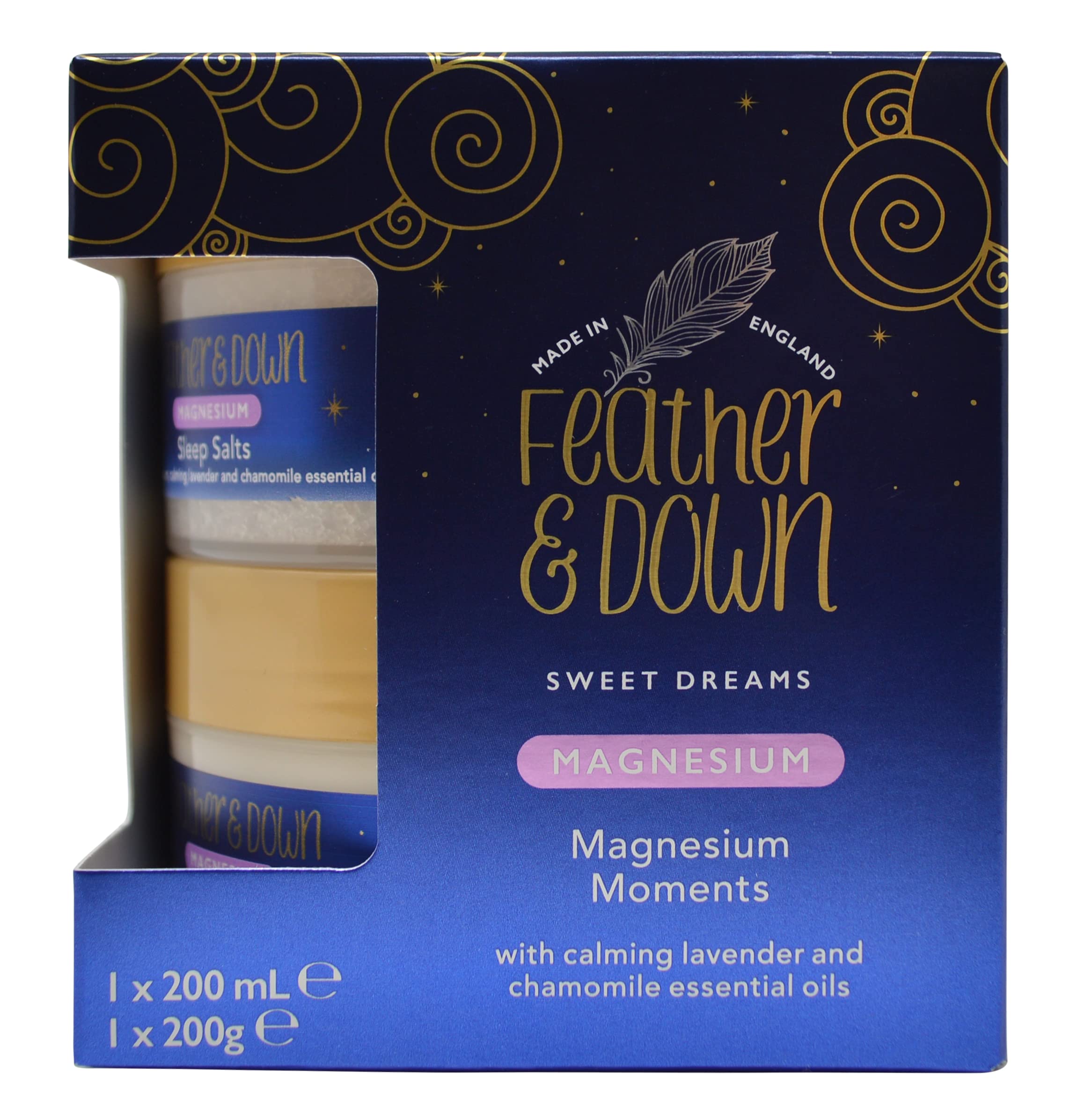 Feather & Down Magnesium Moments (Magnesium Sleep Salts & Soothing Sleep Butter) - Encourages relaxation, all you need to help induce a goods night sleep. Vegan Friendly & Cruelty Free.