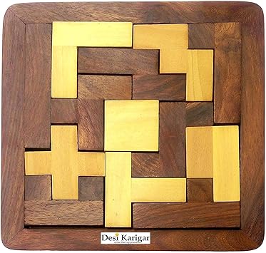 Desi Karigar Wooden Jigsaw Puzzle Toys for Kids (Brown)