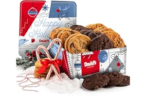 DAVID'S COOKIES David’s Cookies Winter Wonderland Assorted Christmas Tin – Delicious Chocolate Chunk & Oatmeal Raisin – Fresh-baked and Homemade – Gourmet Holiday Food Gift Basket for Everyone