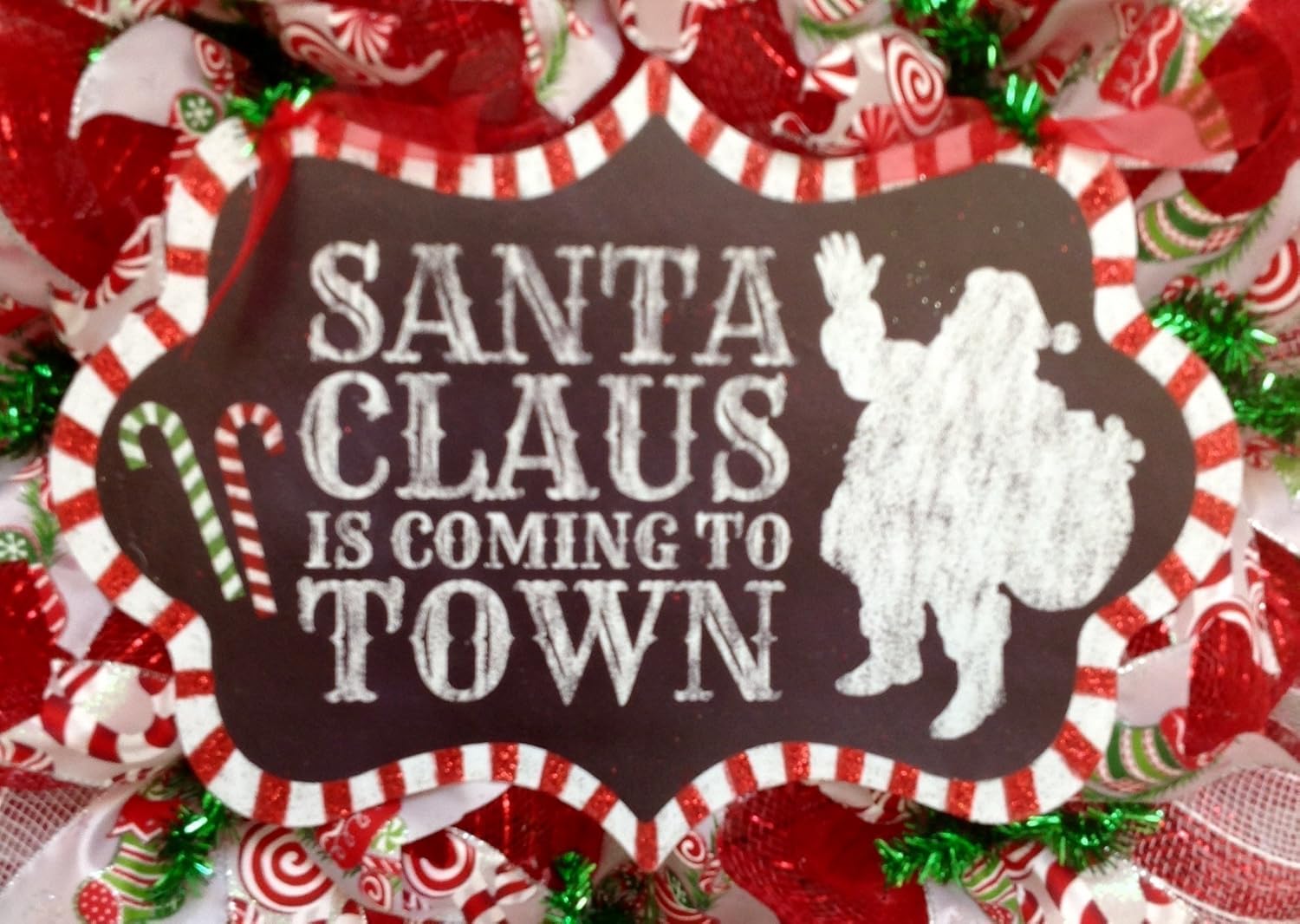Santa Claus Is Coming To Town Handmade Deco Mesh Chalkboard Christmas Wreath Wreaths Decorative Accessories Lowest Prices Www Klevering Com