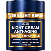 Night Cream for Women Anti Aging - Night Moisturizer with Retinol, Peptides | Niacinamide Anti-Wrinkle, Firming &amp; Hydrating Skin Care. Fragrance-Free, Non-Greasy Overnight Face &amp; Neck Moisturizer Cream