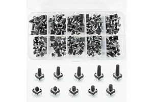 Unicru 10 Values 200Pcs Micro Tactile Tact Push Button,Momentary Tact Switches Accessories,4Pin Miniature Tact Switch Push Bu