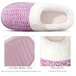shoeslocker Slippers for Women Memory Foam Fuzzy
