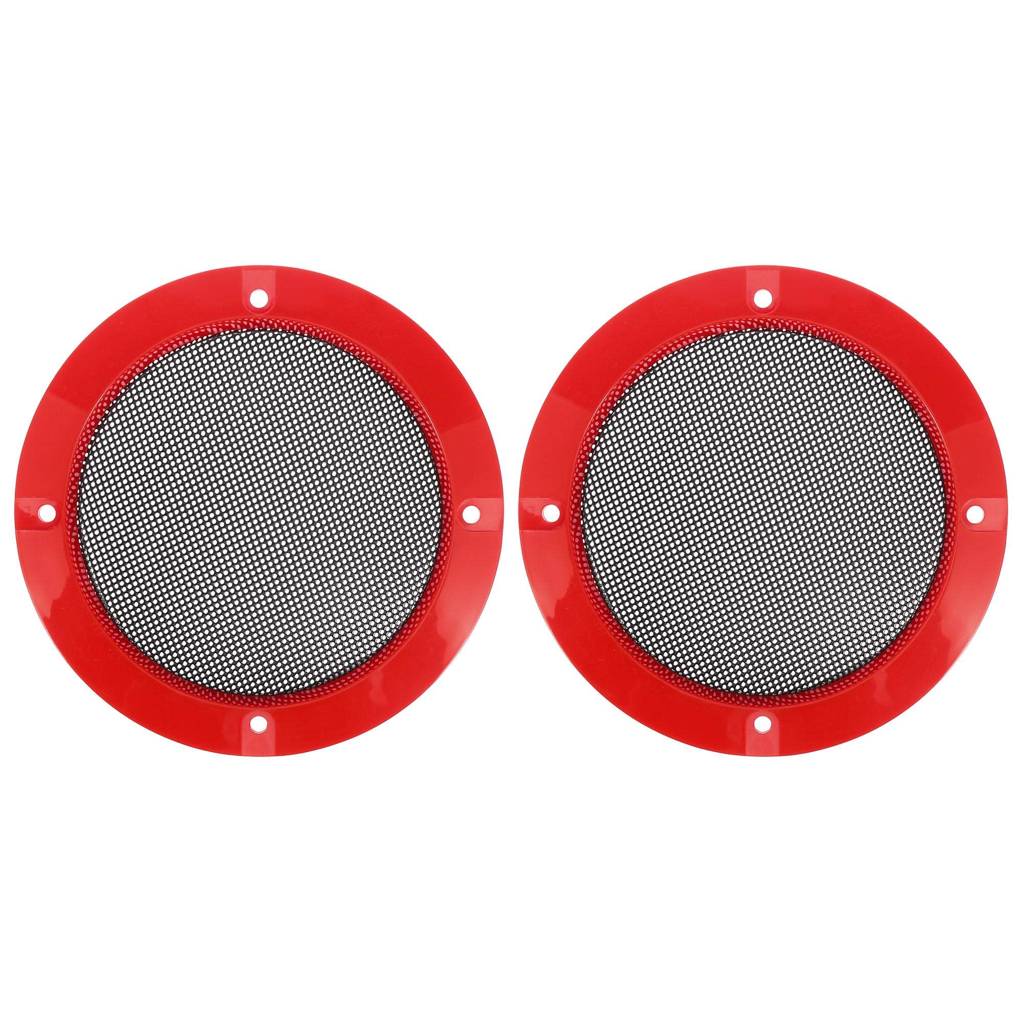 X AUTOHAUX 2pcs 4" Red Car Audio Speaker Cover Grill Glossy Guard Protector