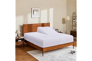 SHUNJIE.HOME Split King/2 Pack Twin XL 100% Egyptian Cotton Fitted Sheets 600 Thread Count 16" Deep Pocket(Split King/2 Pack Twin XL Fitted Sheet, White)