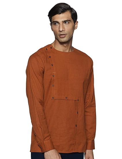 Men's Cotton Achkan Kurta (SS19/NAY-1027 B_Brown_Medium)