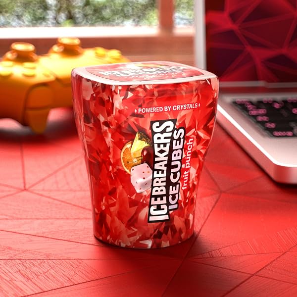 ICE BREAKERS ICE CUBES FRUIT PUNCH SUGAR FREE CHEWING GUM BOTTLES, 3.24 OZ (6 COUNT, 40 PIECES)