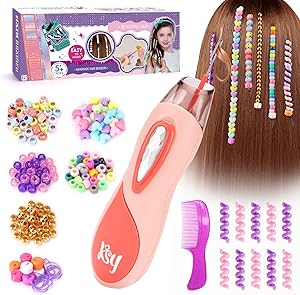 Flnlano Geschenk Mädchen 5 6 7 8 9 10 Jahre: Haarschmuck Mädchen DIY Haarperlen Set, Kreative Spielzeug Geburtstagsgeschenk für Kinder 5-12 Jahren