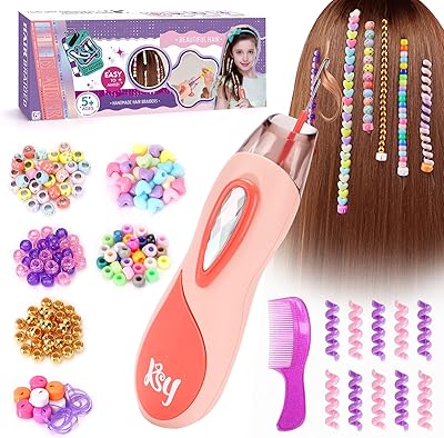 Flnlano Geschenk Mädchen 5 6 7 8 9 10 Jahre: Haarschmuck Mädchen DIY Haarperlen Set, Kreative Spielzeug Geburtstagsgeschenk für Kinder 5-12 Jahren