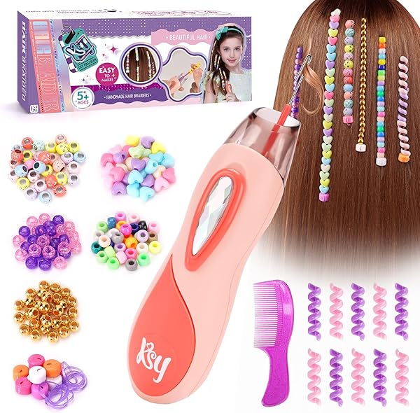 Flnlano Geschenk Mädchen 5 6 7 8 9 10 Jahre: Haarschmuck Mädchen DIY Haarperlen Set, Kreative Spielzeug Geburtstagsgeschenk für Kinder 5-12 Jahren
