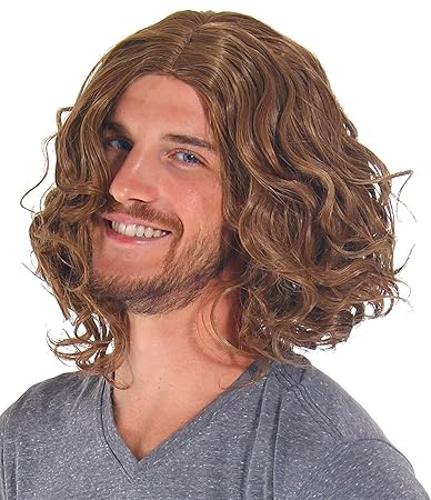 Brown B G Mens Light Brown Curly Wig Heat Resistant Hair Wigs
