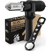 KLRStec Professional Rivet Gun Adapter - Rivet Attachment | Turns any cordless drill into a Rivet Gun, CrMo steel, 4 nozzles 2.4-4.8 mm, spare jaws, wrench, side handle, case