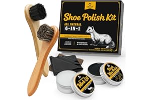 MEKER Shoe Polish Kit, 6 PCS Leather Care Kit with 3.52oz Mink Oil & Shoe Polish, Leather Conditioner with 2 Shoes Brush & 2 Shoe Cloth, Restore Shoes, Boots, Furniture, Jacket, Briefcase
