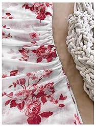 BEAUDRM Women's Floral Print Sleeveless Halter Deep