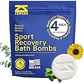 Zensah Sport Recovery Bath Bombs - Magnesium Epsom Salt for Soaking Sore Muscles, Valentines Day Gifts, Made in USA with Essential Oils, Peppermint and Eucalyptus Relaxation for Athletes