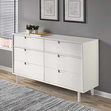 We Furniture 6 Drawer Groove Handle Horizontal Dresser Pine