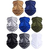 SATINIOR 8 Pieces Summer UV Protection Face Coverings Mens Cooling Neck Gaiter Balaclava Breathable Headwear Scarf