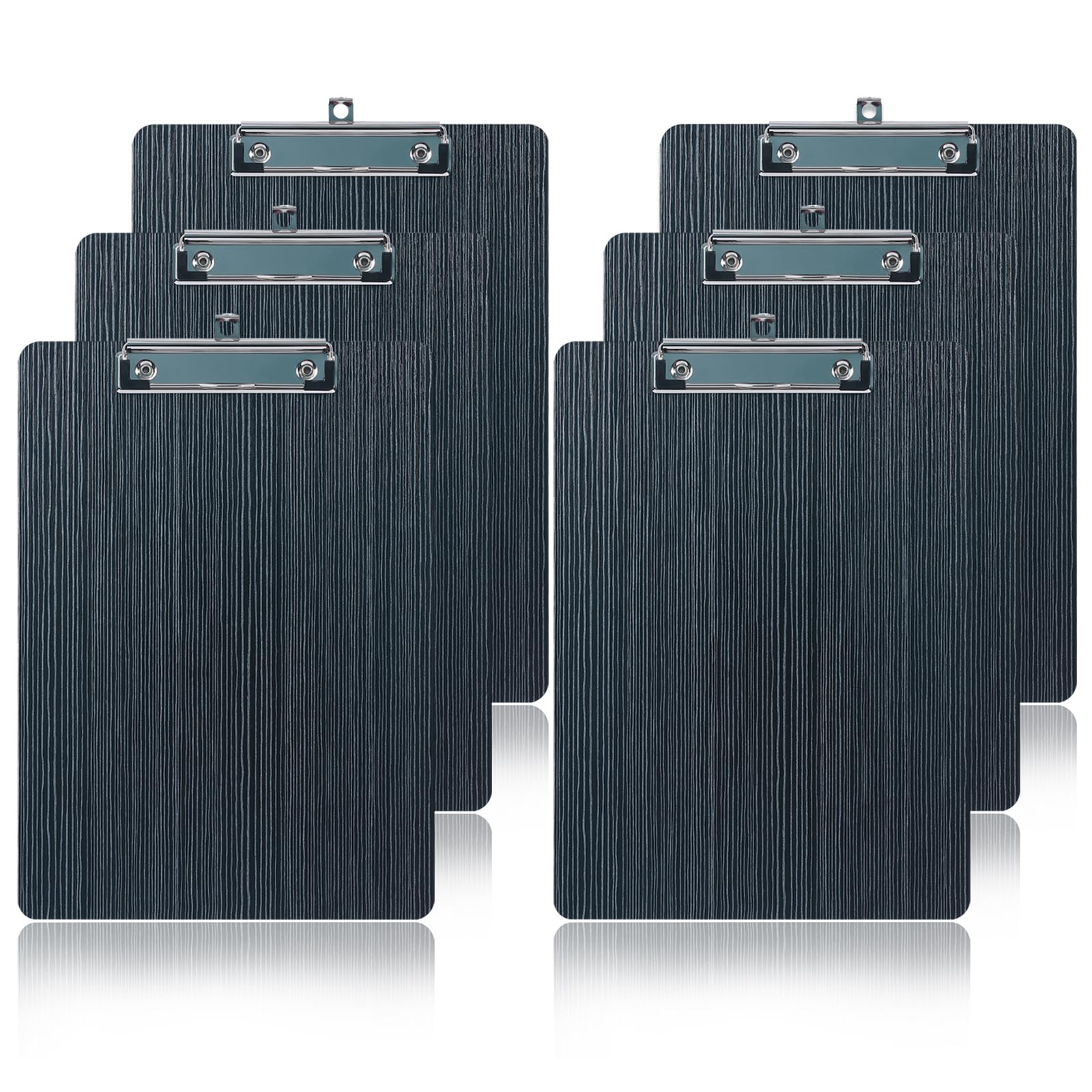 A5 Clipboard, 6 Pack Wooden Clipboards with Hanging Hole, Clipboard with Low Profile Clip, Writing Board with Clip, Hardboard Clip Boards