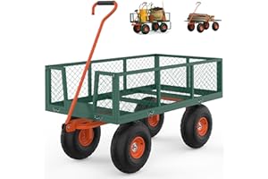 TackView Heavy - Duty 500 Lbs Capacity Garden Cart with 10" Wheels, Removable Sides and 180° Swivel Handle for Outdoor Use - 