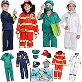 Chillife Toddler Dress up Clothes Boys Dress up Costumes for Play Kids Costumes Firefighter, Police, Astronaut, Doctor Role Play Toddler Toys Christmas Birthday Gift for Girls Age 3-6 Years