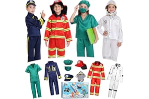Chillife Toddler Dress up Clothes Boys Dress up Costumes for Play Kids Costumes Firefighter, Police, Astronaut, Doctor Role Play Toddler Toys Christmas Birthday Gift for Girls Age 3-6 Years