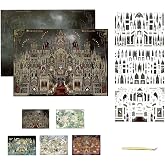 INKARTLINK Gothic Castle DIY 3D Layered Sticker Kit | Layered Architecture Landscape Stickers with Flat Template, Fantasy Building Collage Art for Adults, Home Décor and Gifts