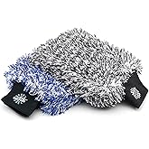 The Rag Company Cyclone Ultra Car Wash Mitt, Blue + Black, 8x9 in, 2-Pack | Paint-Safe &amp; Scratch-Free, Lint-Free, 70/30 Blend Korean Microfiber, Gauntlet Microfiber Liner, Rinseless Wash Compatible