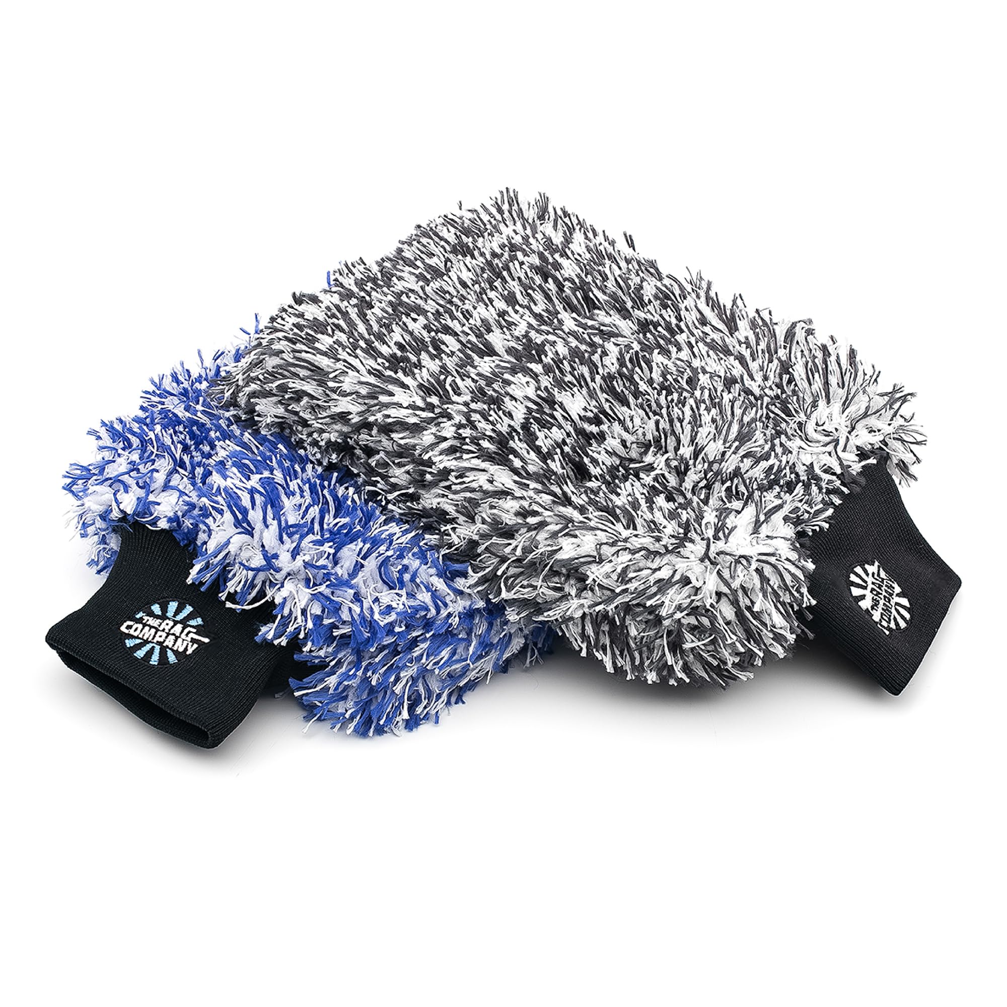Photo 1 of The Rag Company - The Cyclone Ultra Wash Mitts - 70/30 'Gauntlet' Blend Korean Microfiber, Foam Padding, Scratch-Free, Lint-Free, Great for Rinseless Washing, 8in x 9in, Blue + Black (2-Pack)