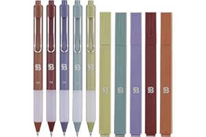 BLIEVE - Aesthetic Highlighters and Gel Pens With Soft Ink And Tip, Bible Highlighters and Pens No Bleed, Dry Fast Easy to Hold, for Bible Journaling Planner Notes School (Earthy, Multicolor)