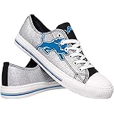 FOCO Detroit Lions NFL Womens Glitter Low Top Canvas Shoes - 9