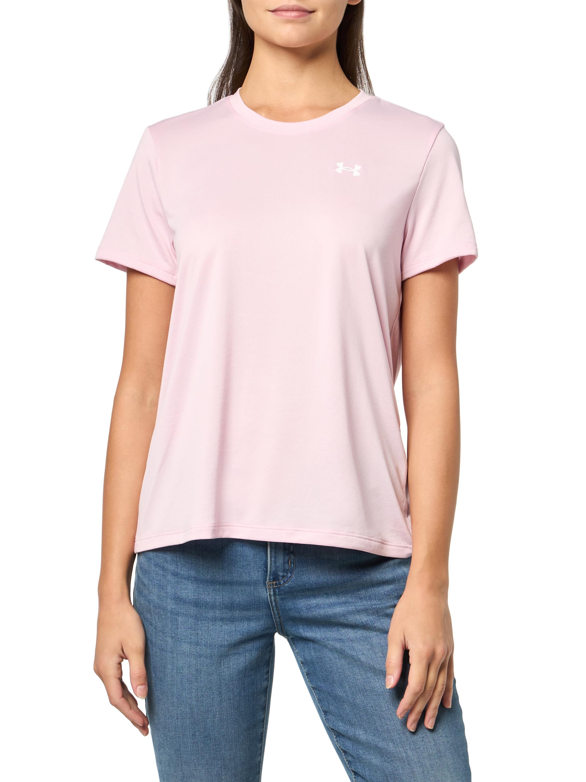 Under Armour Womens Tech Short Sleeve Crew, (647) Prime Pink / / White, X-Small