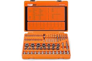 Topme Bolt Extractor Kit, 63 Pieces Screw Extractor Set with Left Hand Drill Bit, Broken Bolt Extractor Kit with Hex Adapter for Damaged, Rusted, Rounded-Off Bolts, Nuts & Screws