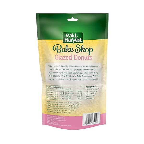 WILD HARVEST FOOD AND UNIQUE EDIBLE TREATS FOR GUINEA PIGS, HAMSTERS, GERBILS, AND ADULT RABBITS, GLAZED DONUTS, 0.14 POUNDS, 2.2 OUNCE (PACK OF 1)